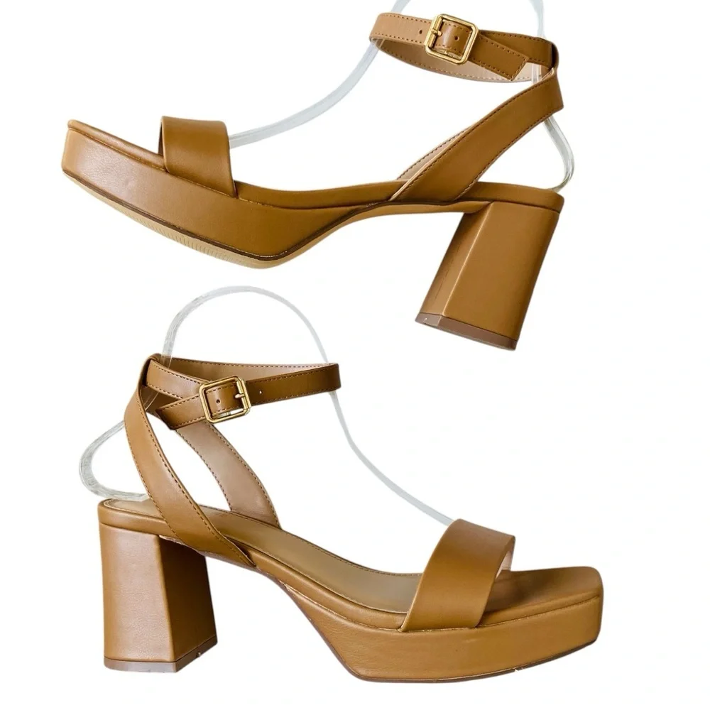 CUSHIONAIRE Cherry Platform Dress Sandals Nude Tan Women Size 8.5